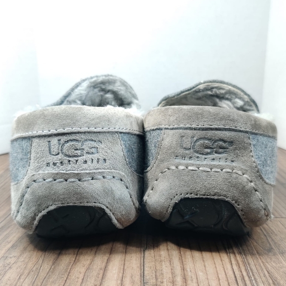 UGG Slippers Ascot Wool Gray Suede Moc Toe Moccasin Slip On Loafer Lined Men's 8 - Picture 8 of 16